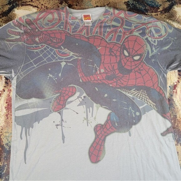 Vintage Spider Man Marvel Shirt AOP All Over Print Comics 2XL RARE 2009 - Picture 7 of 11